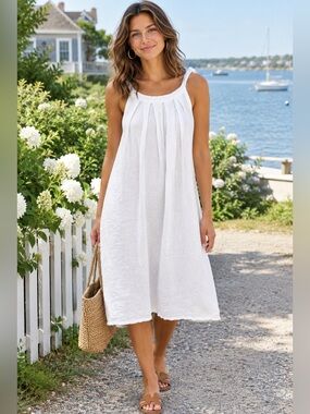 Bellambra Italian White linen halter dress